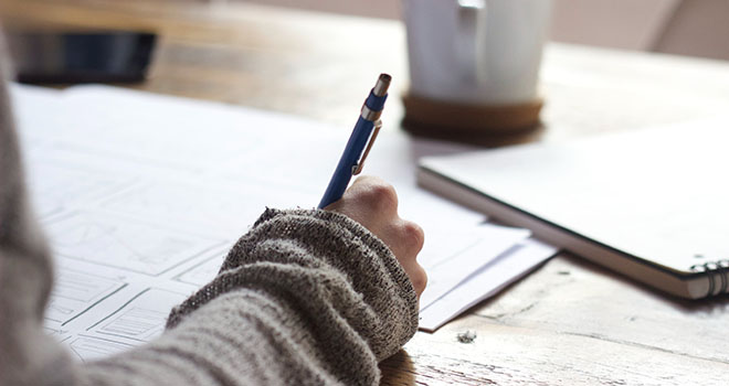 Business writing on paper