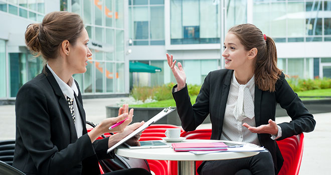 Woman having a crucial conversation
